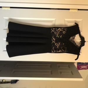 Black lace skater dress